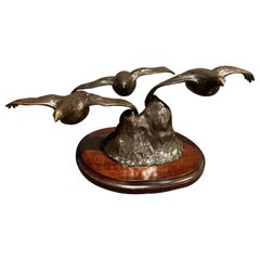 Vintage Bronze Group Birds In Flight By Jane Barnes
