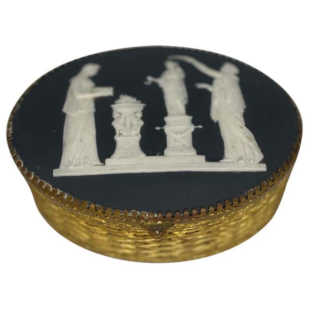 Antique Continental Basalt and Brass Basketweave Box - Possibly ...