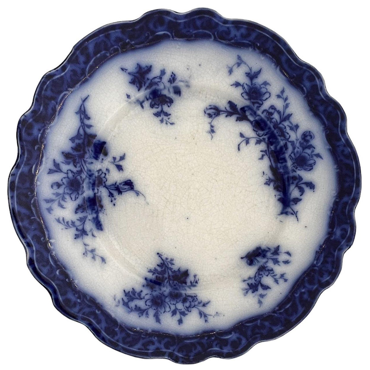 Touraine Flow Blue Henry Alcott Plate For Sale