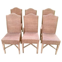 Satz von sechs Vintage Woven Dining Chairs