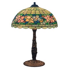 Große antike Bleiglas-Tischlampe von Wilkinson Co. B'klyn N.Y. ca. 1910