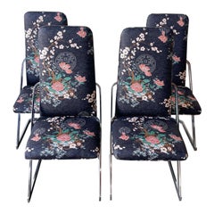 Retro Postmodern Chinoiserie Cantilever Dining Chairs