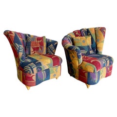 Postmodern Multi Composed Ascending Clam Shell Barrel Chairs