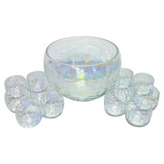 Vintage Iridescent Punch Bowl Set - 13 Pieces