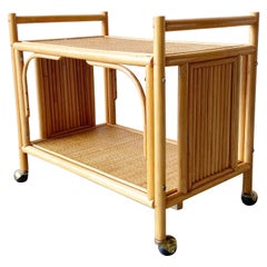 Bohemian Bamboo Wicker Bar Cart