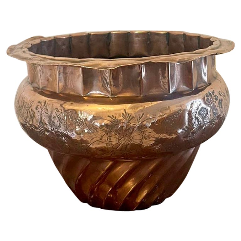 Unusual Antique Victorian Quality Copper Jardiniere  For Sale