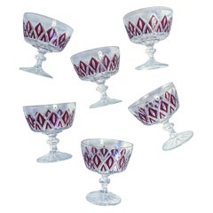 1950s Red Diamond Sherbert Glasses By VMC Reims