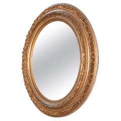 Ovaler Spiegel mit goldfarbenem Holzrahmen (20. Jahrhundert)