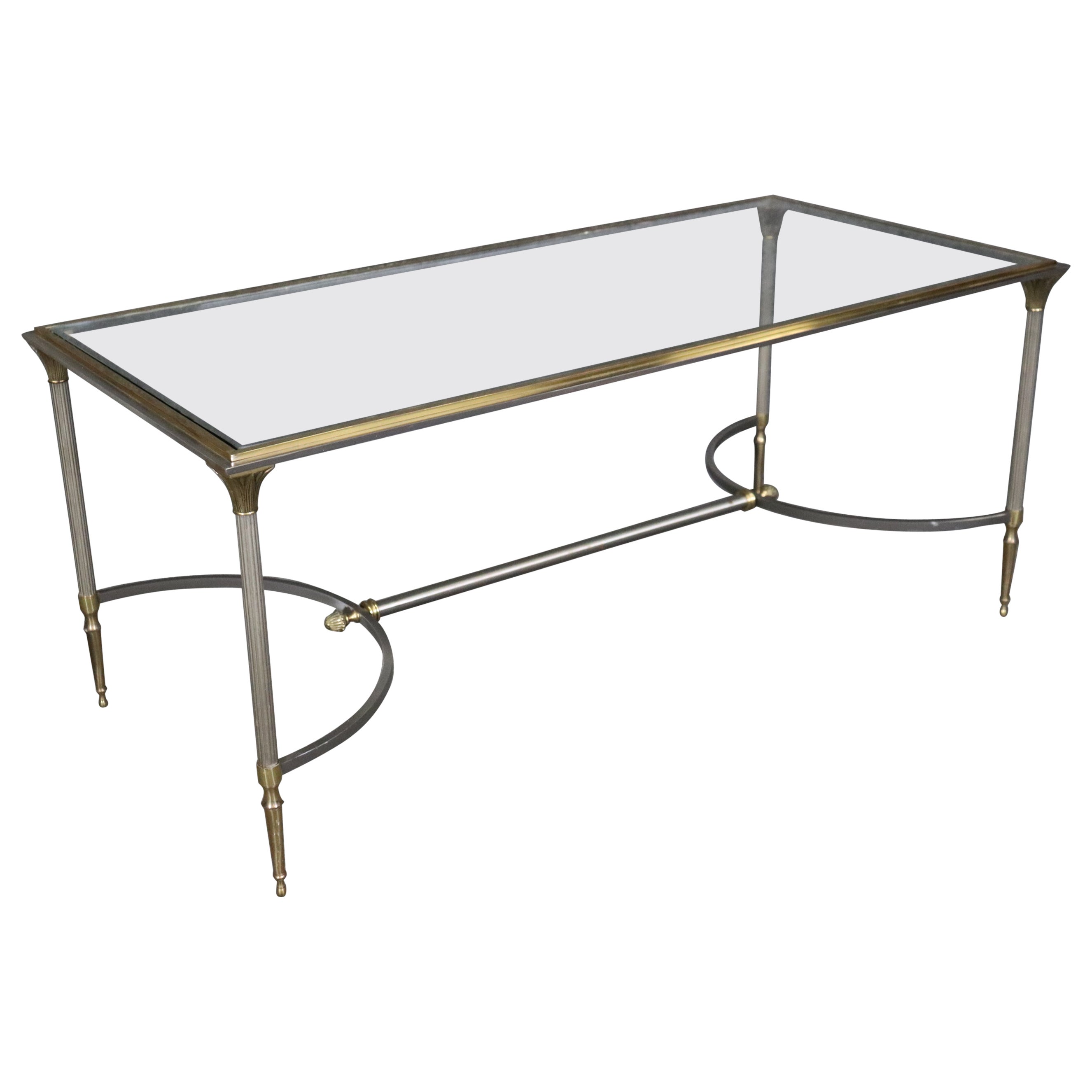 Maison Jansen Attributed Directoire Style Glass Top Coffee Table