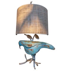 Wall Sconce in the Shape of a Bird Made of Iron with Lampshade