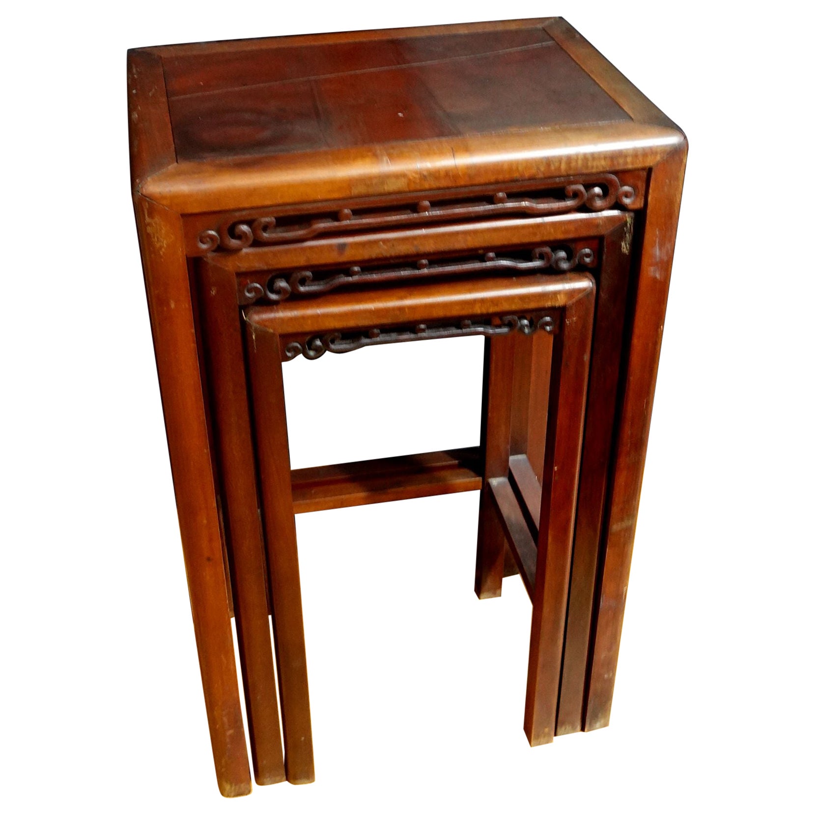 Antique Chinese Rosewood and Mahogany Nesting Tables Ric #1 For Sale