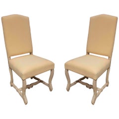 Pair of  Wooden High Backed Dining Chairs for Upholstery