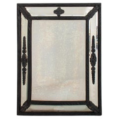 Antique Venetian Carved Ebonized Wood Mirror, 19th C.