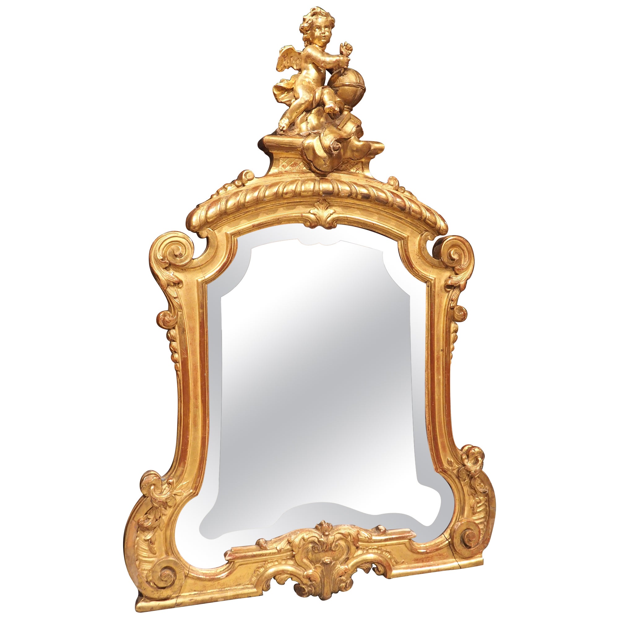 Circa 1850 French Gold Leaf Mirror, The Allegory of Geography For Sale