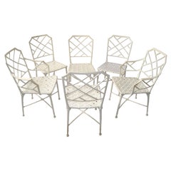 Retro Set 6 Hall Bradley Calcutta Outdoor White Distressed Finished Dining Chairs 1960