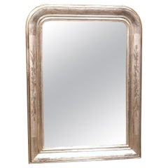 Antique French Two-Tone Silverleaf Louis Philippe Mirror, 19th Century