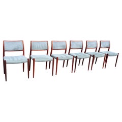 Six Rosewood Niels Moller Model 80 Chairs, with grey velour upholstery