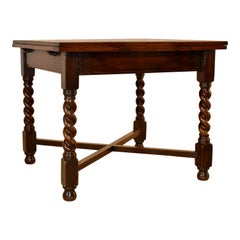 Edwardian Oak Table with Draw-Leaves, C. 1900