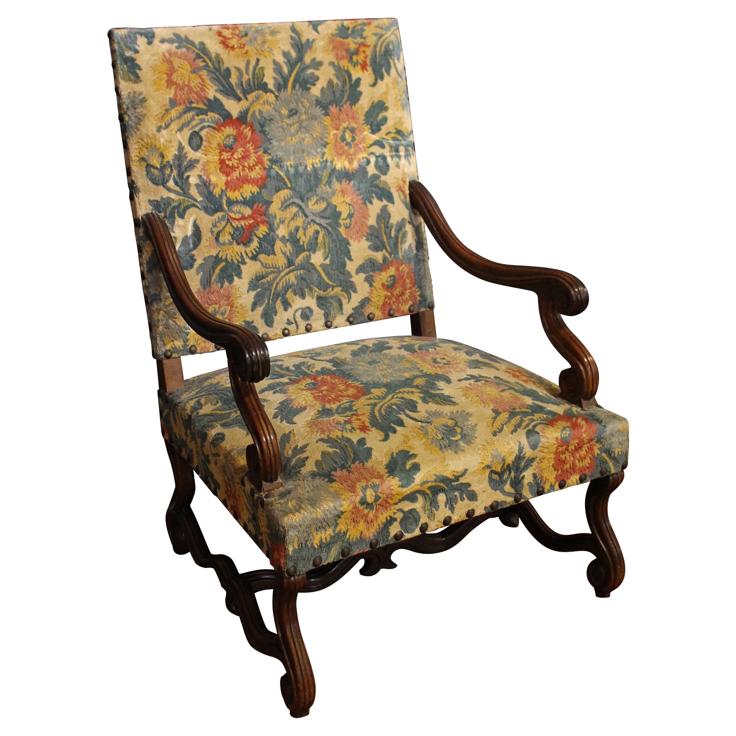 Circa 1870 French Grand Scale Regence Style Fauteuil For Sale