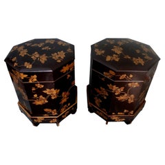 A Pair of Large Japanese Lacquer Kaioke Boxes
