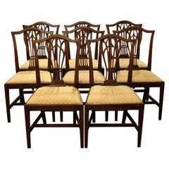 English Hepplewhite Style Dining Chairs, Set of Eight