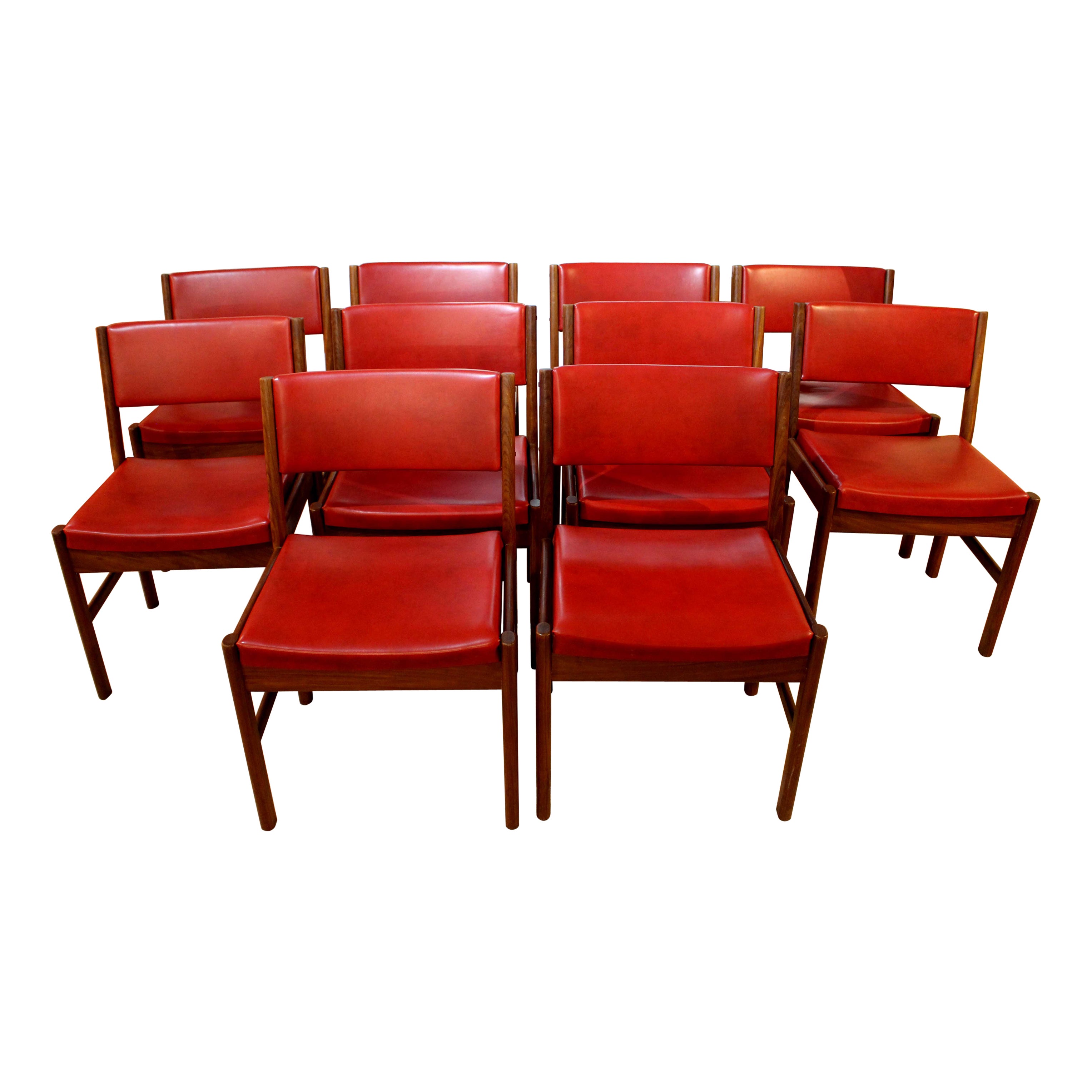 1970s Set of 10 Mid-Century Modern English Side Chairs