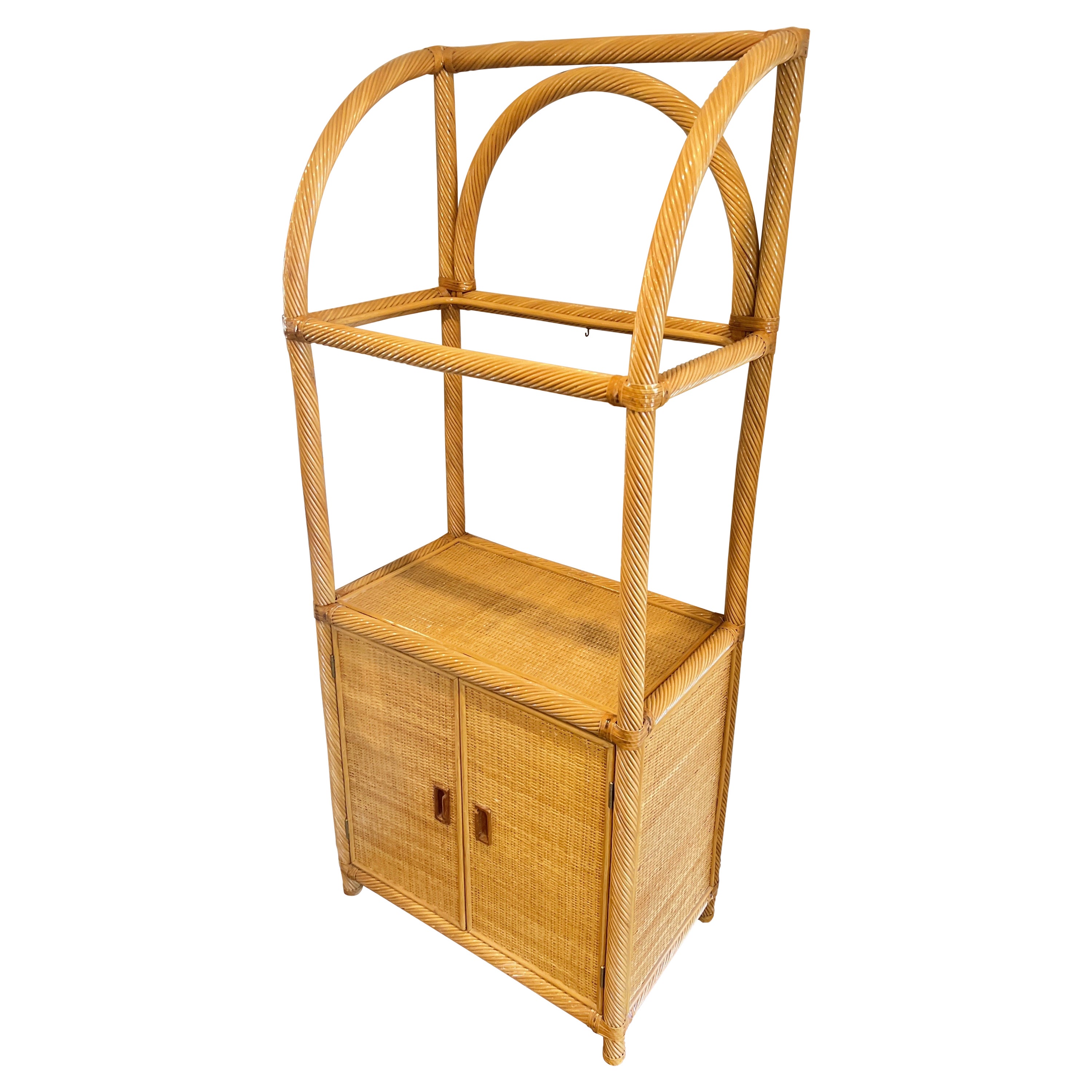 A vintage bamboo pencil reed cabinet / bar 1970s For Sale
