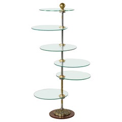 Used Mid 20th Century French Brass and Glass French Pastry Shop Display Shelves