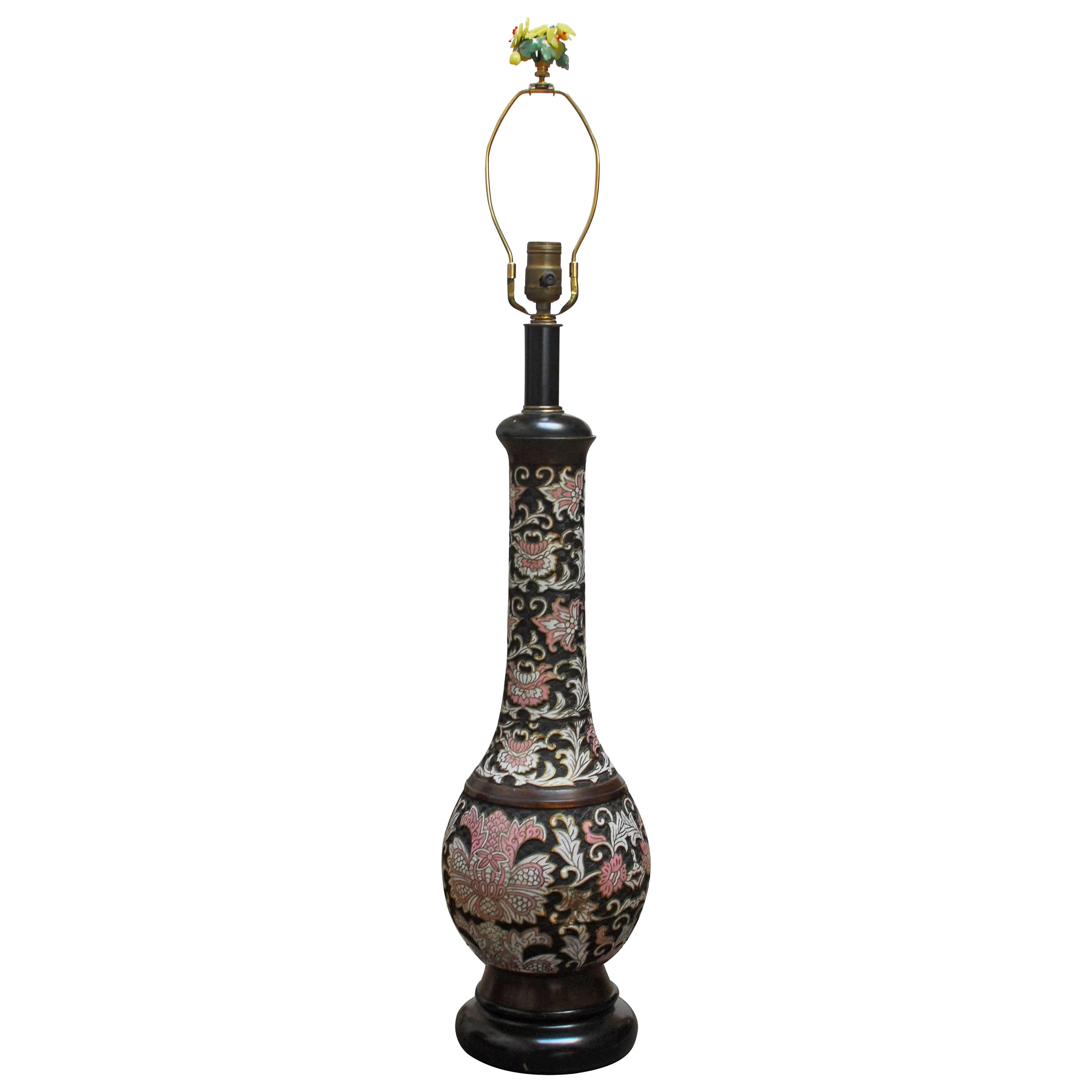 Lámpara de Cloisonné de mediados de siglo by Wilshire House