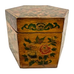 Vintage Mid 20th Century Chinese Hand Painted Sewing Box, Jewelry Box
