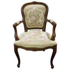 Vintage 20th Century Chateau D'Ax Louis XV Tapestry Armchair 