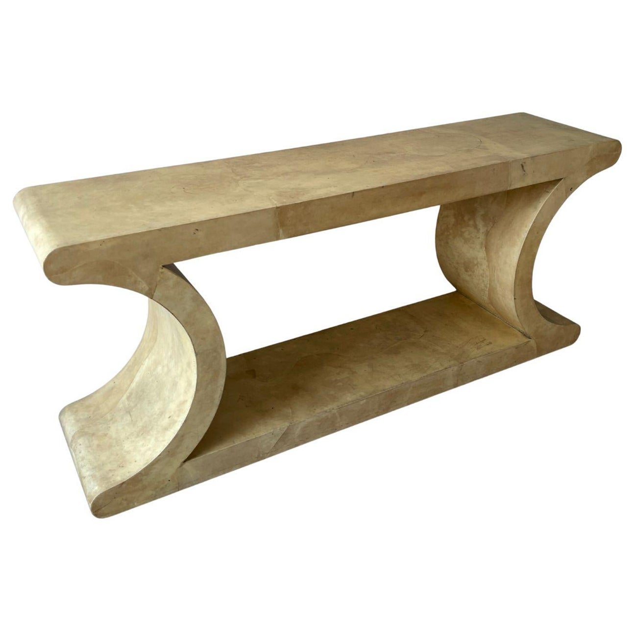 Lacquered Goatskin Console Table by Sally Sirkin Lews For Sale