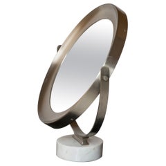 Stainless Steel & Carrara Marble Table Mirror by Sergio Mazza - Italy 1970s