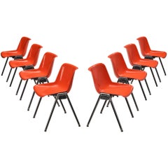 Vintage Centro Progetti Tecno Set of Eight Stackable ‘Modus’ Chairs