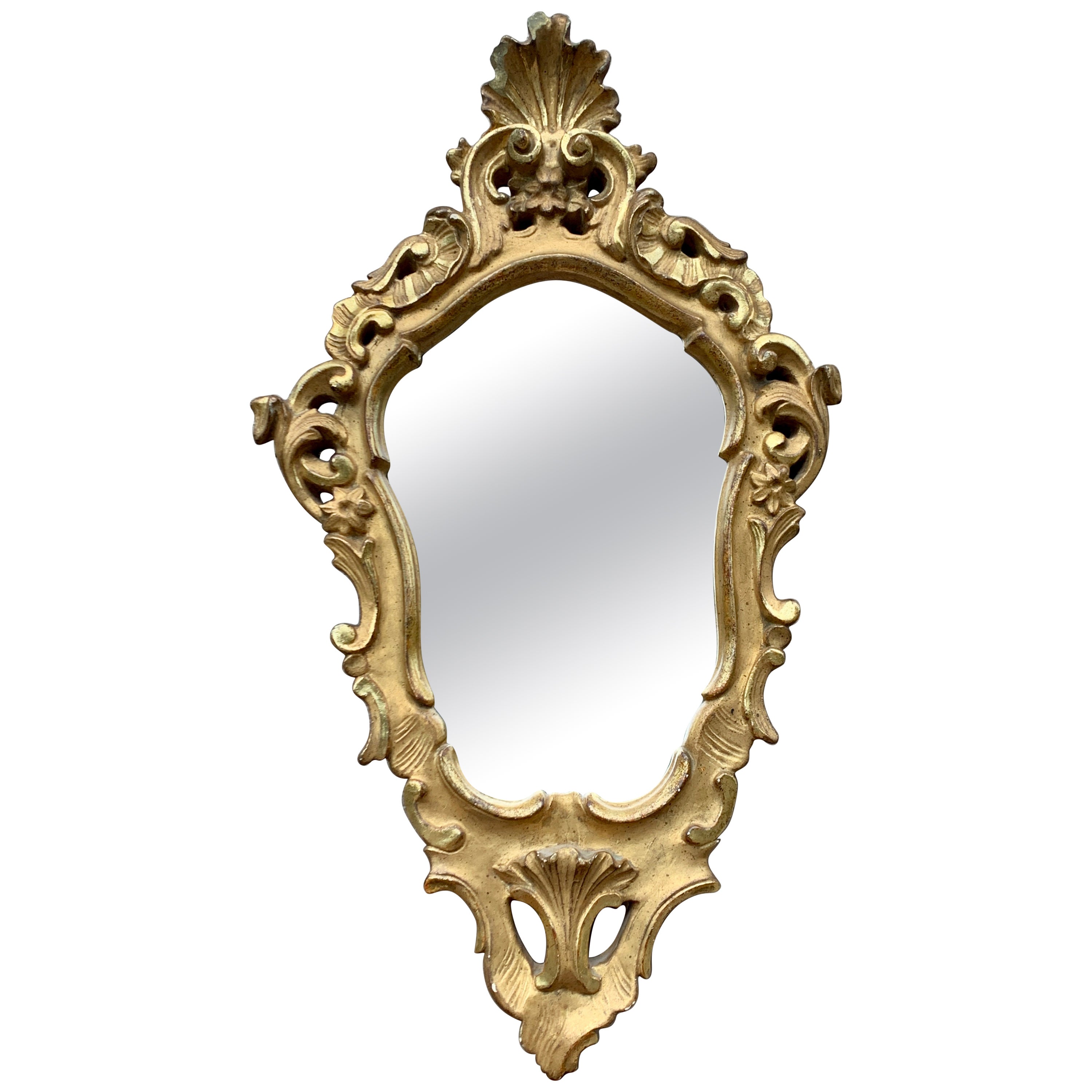 Italienischer Borghese Rokoko Barock Vergoldeter Holzspiegel