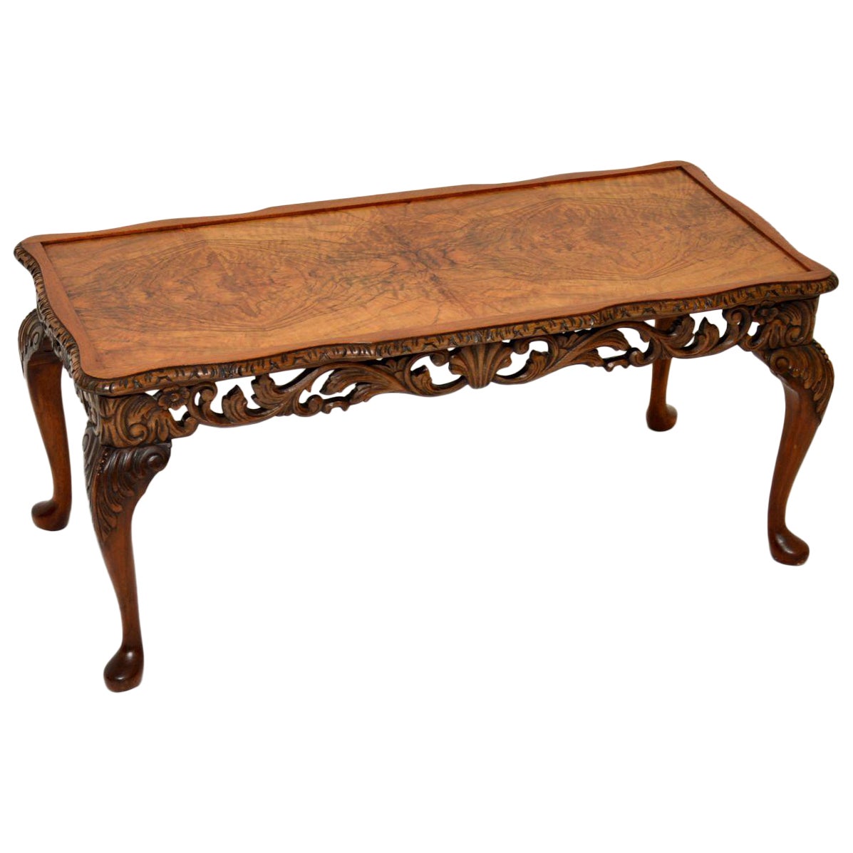 Antique Figured Walnut Coffee Table For Sale