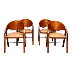 „Spinnaker“-Stühle im Vintage-Stil von Jamie Tresserra – Holz, Metall und Leder