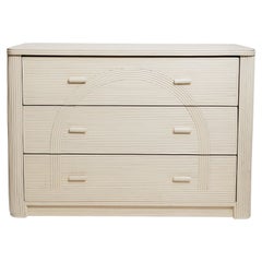 Used Pencil Reed Three Drawer Cabinet, Original Finish with "Arch" Design