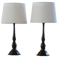 A Pair of Danish Modern Table Lamps from Just Andersen in Diskometal, 1920s
