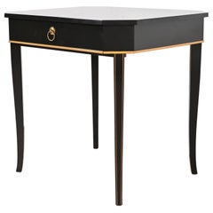 Kindel Furniture Regency Black Lacquer and Gold Gilt Tea Table