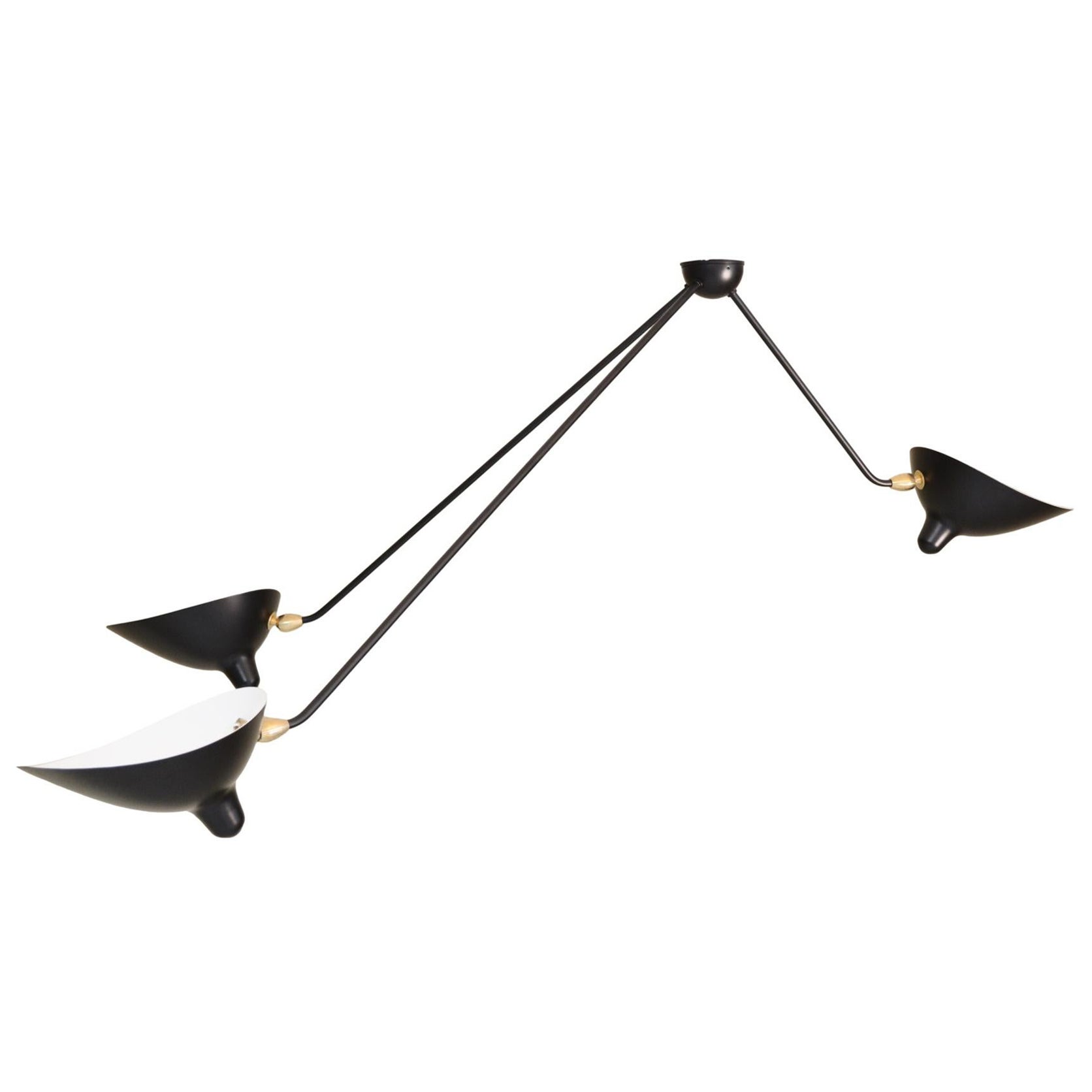 Serge Mouille - Black or White Spider Ceiling Lamp with Three Arms For Sale