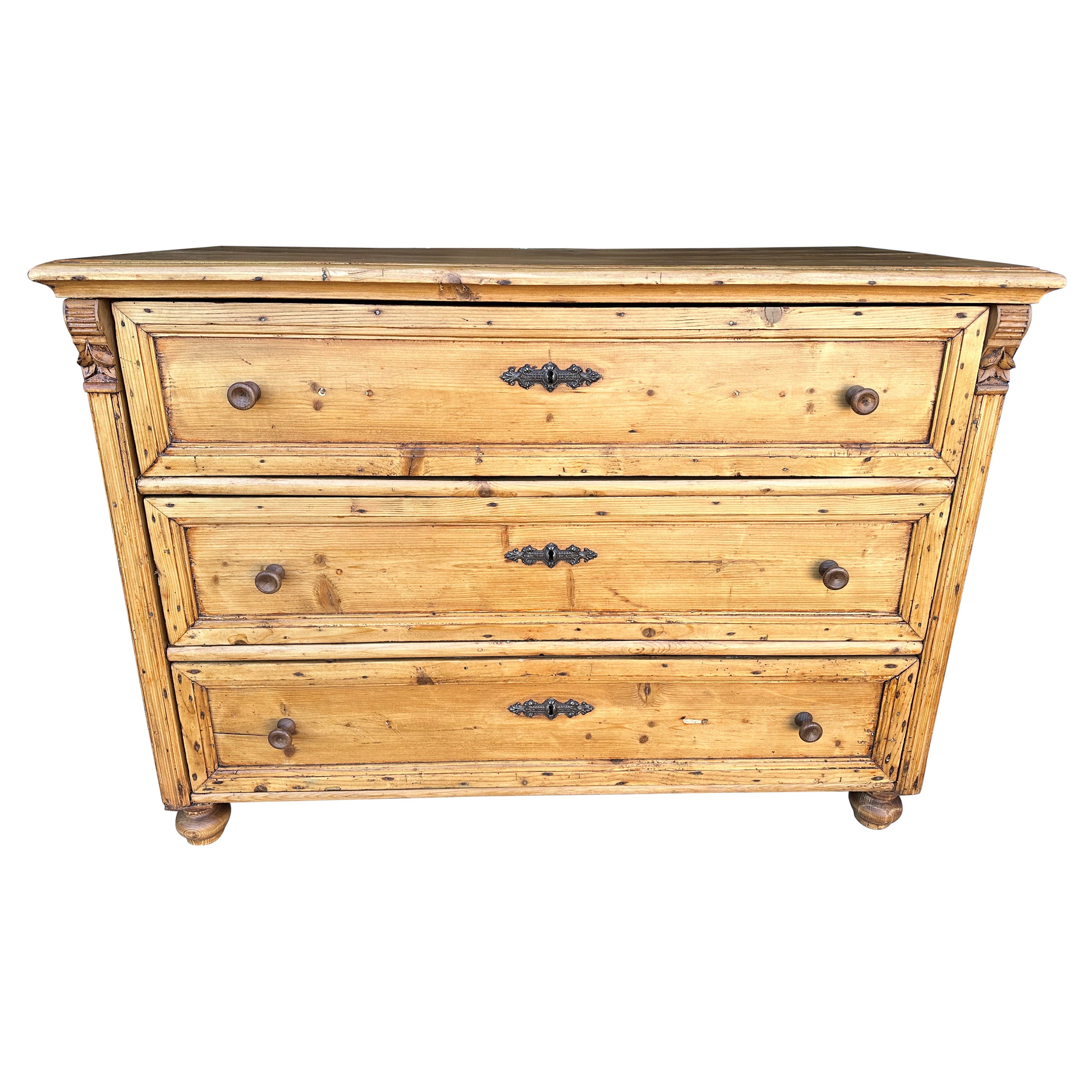 Antique European Pine Chest For Sale at 1stDibs