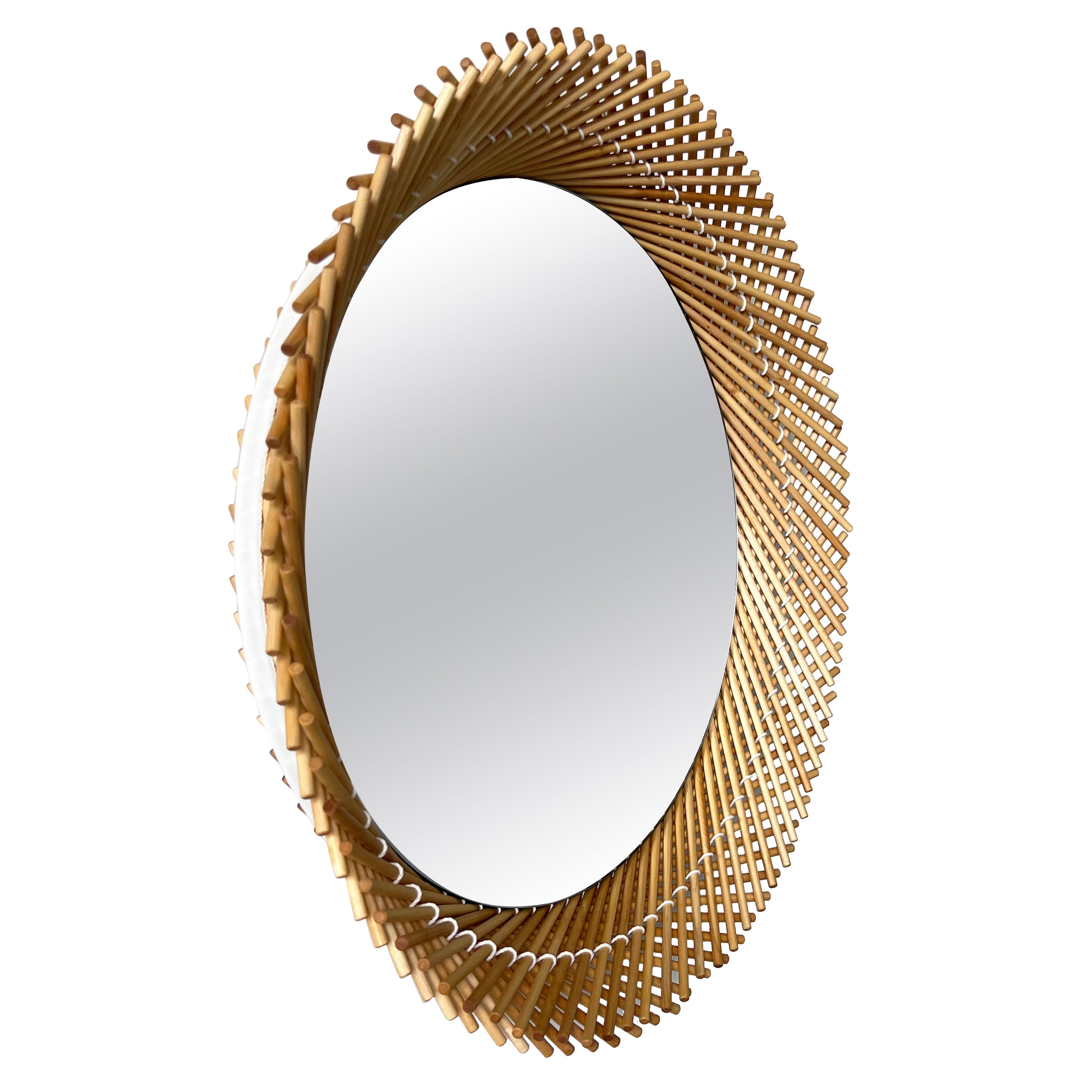 Mooda Mirror Round 18 / Natural Maple Wood, Clear Mirror by INDO- For Sale