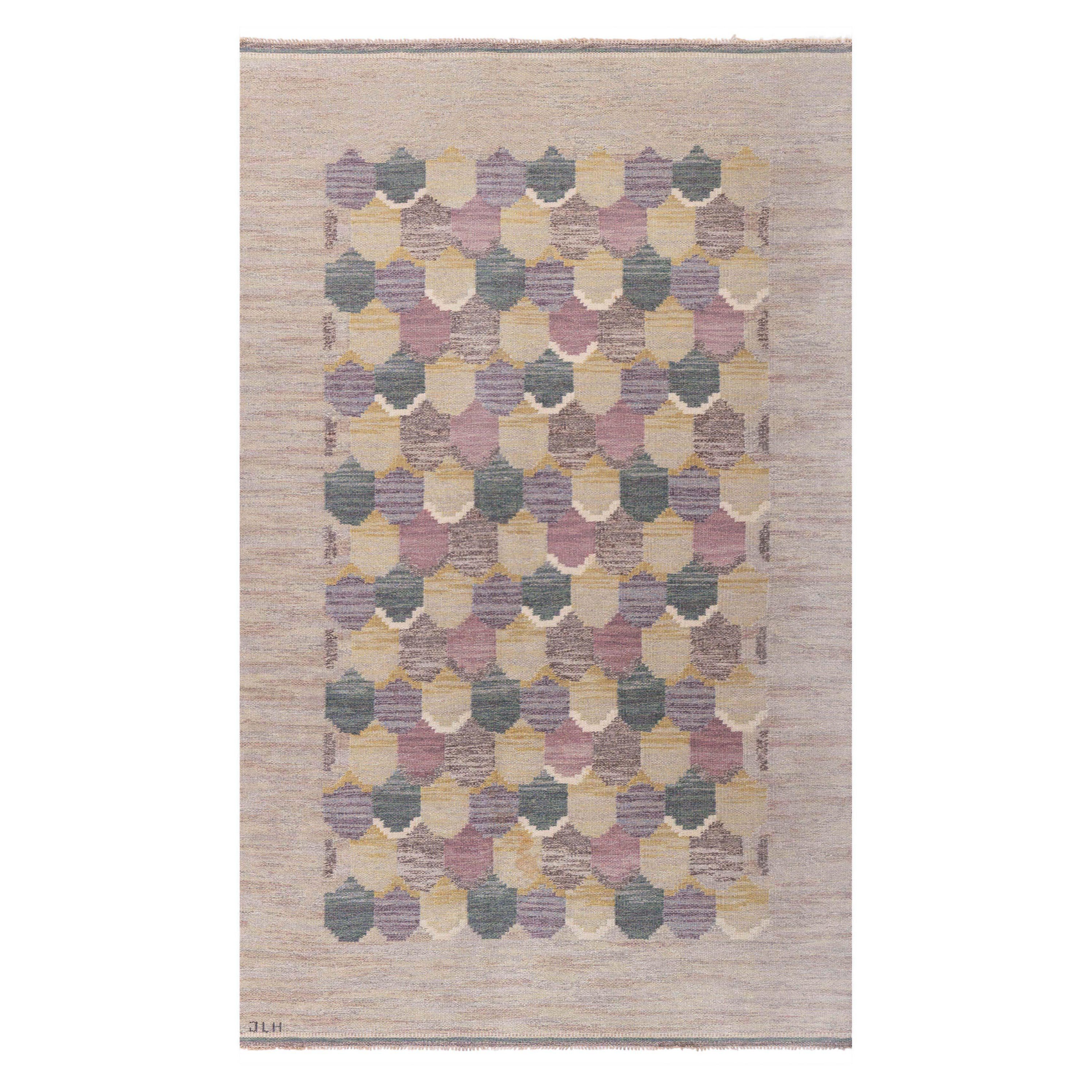 Mid-20th Century Swedish Flat Woven Rug by Jönköpings Läns Hemslöjd