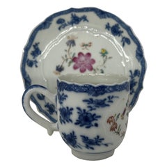 Qianlong Period Chinese Export Porcelain Tea Cup & Saucer - Lotus Underglaze