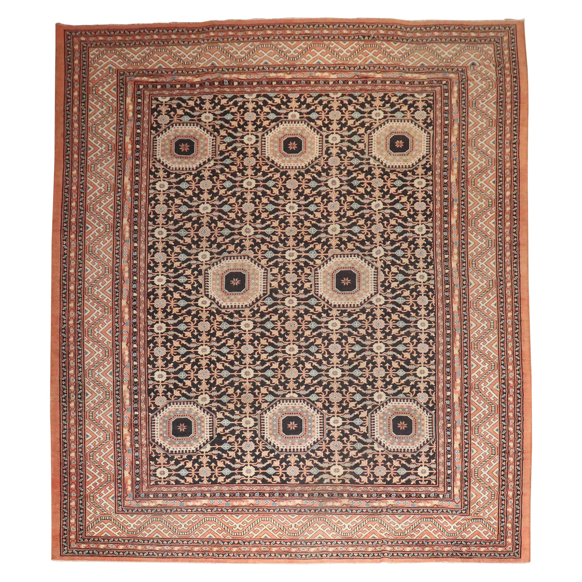 Übergroßer Samarkand-Teppich im Vintage-Stil im Angebot