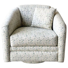 Postmodern Blue and Green Fabric Swivel Chair