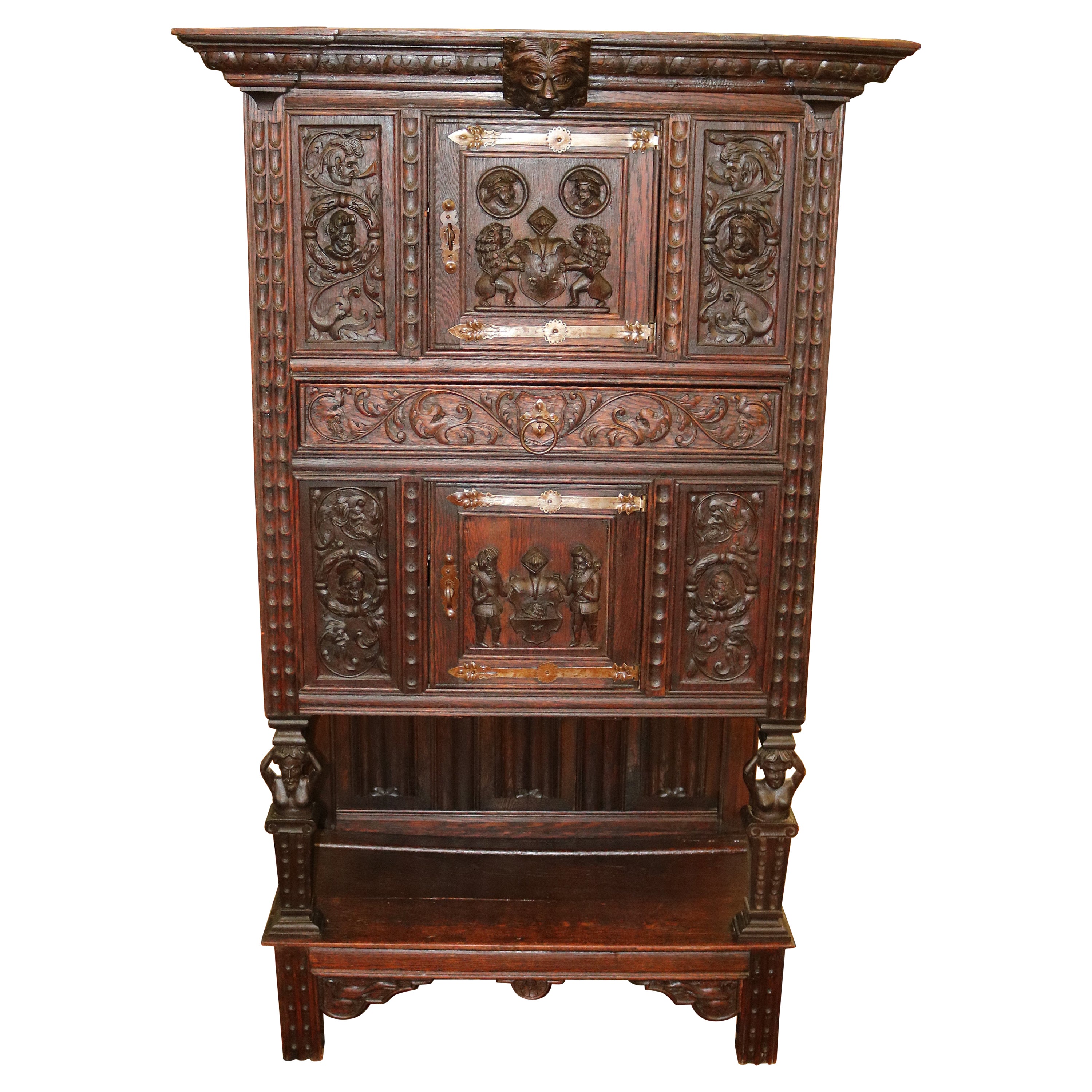 19th Century Oak French Brittany Cupboard Cabinet For Sale