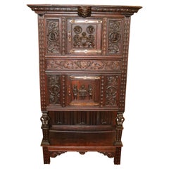 19th Century Oak French Brittany Cupboard Cabinet