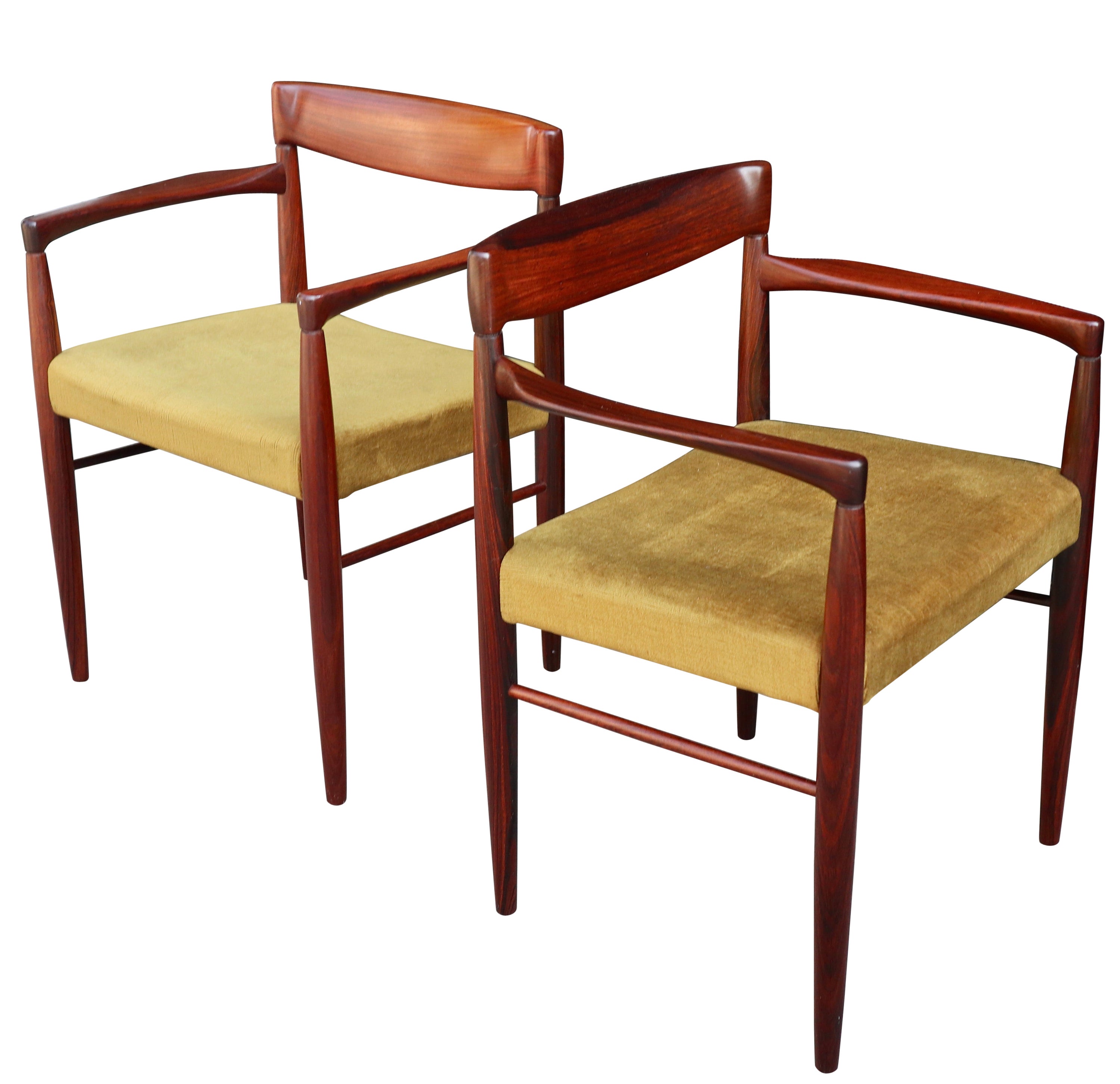 Pair of 1960s Danish rosewood carver chairs by H W Klein for Bramin